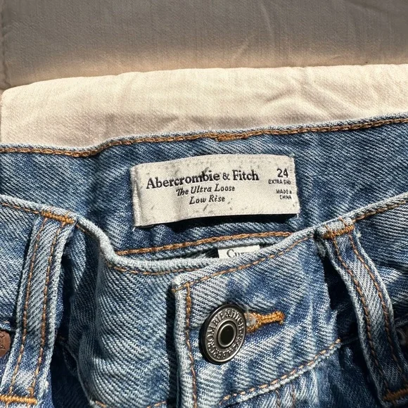 Abercrombie & Fitch Denim The Ultra Low Rise Wide Leg Blue Jeans - Picture 3 of 8